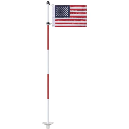 Golf Flagstick 6ft, Double-Side American Flag for Putting Green, Portable 5-Section Design for