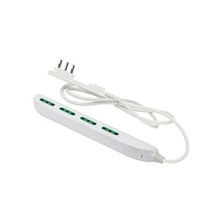 FANTON 47404 Multipresa SLIM 1,5 metri, 4 prese bipasso con spina grande CLOCK utile per posti stretti, dietro a mobili e comodini