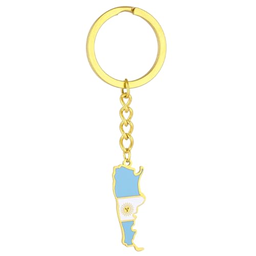 KADSXIYA Porte-clés en forme de carte de l'Argentine pour clés de voiture, doré, As detailed description