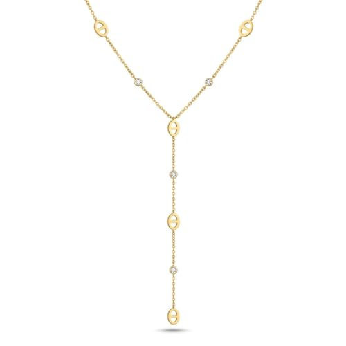 Générique Collier Y Maille Marine Strass -Grain de Café - Acier Inoxydable - Idée Cadeau - Ne Rouille Pas - Collier Femme - Tendance - Grain de Café...