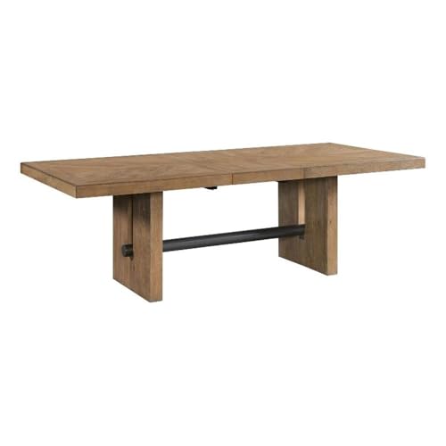 Intercon Furniture Modern Wood Trestle Table in Weathered Oak
