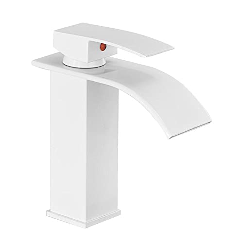 Robinet de salle de bain cascade blanc haut de gamme en laiton durable pour lavabo moderne