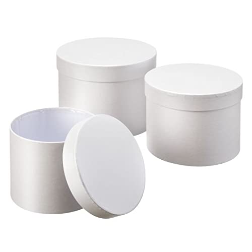 Oasis Pack Of 3 Multipurpose Pearl White Gift Boxes With Lids – Waterproof Lining – For Flower Arrangements, Diwali, Weddings, Birthdays, Party Favors, Rakhi Gifting & More
