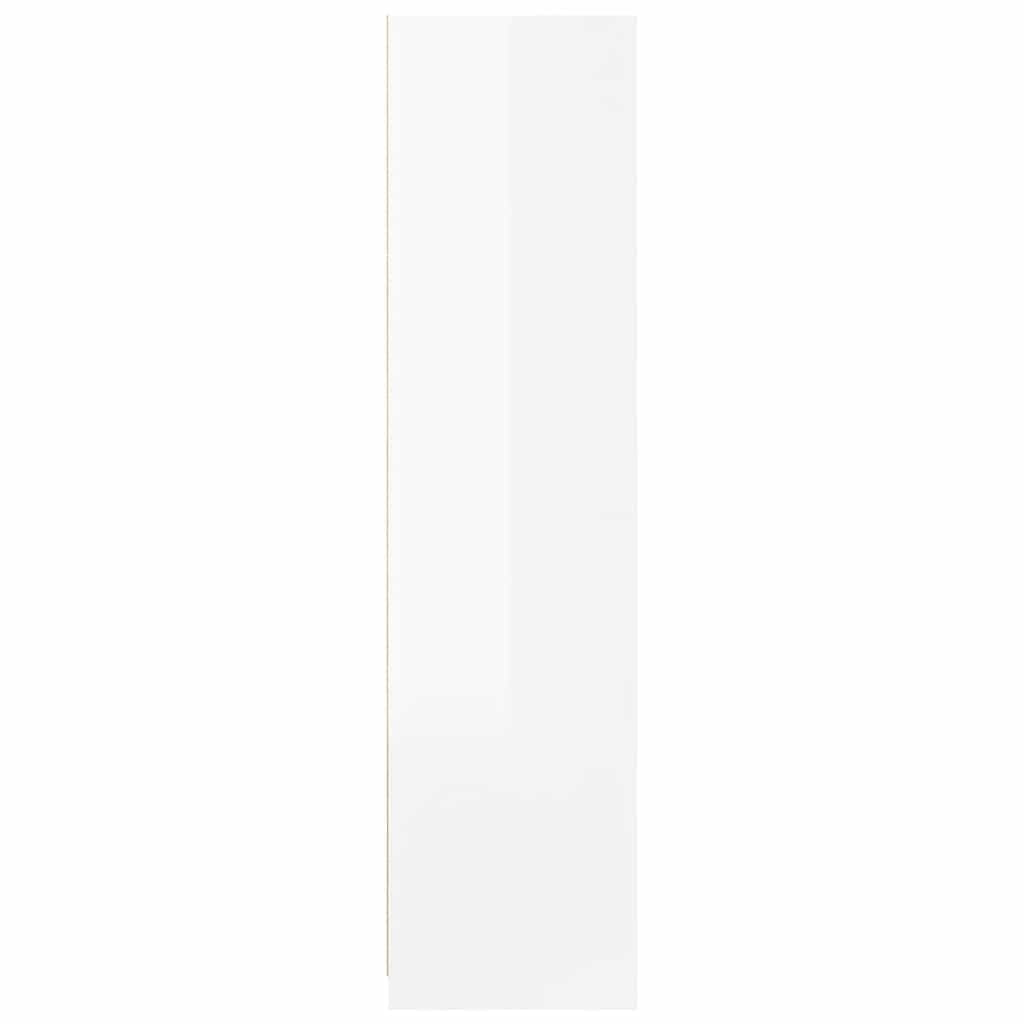 Armadio bianco lucido in legno 100 x 50 x 200 cm con 2 cassetti, asta appendiabiti, ripiano per camera da letto, guardaroba, conservazione di vestiti e accessori