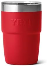 YETI Rambler 8 oz Stackable Cup, Stainless Steel, Vacuum Insulated Espresso Cup with MagSlider Lid, Rescue Red