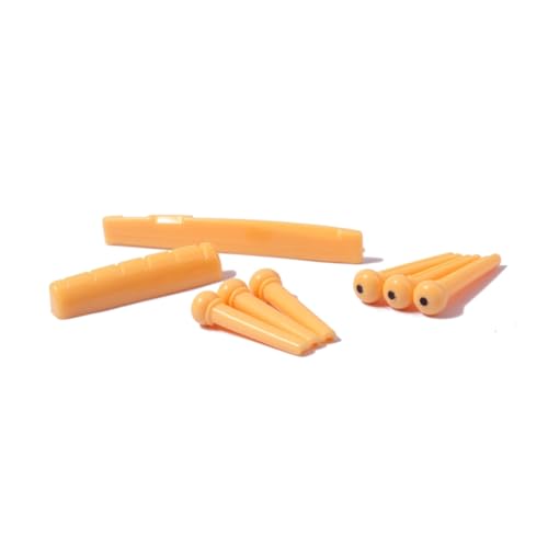 VANZACK Top and Bottom String Nails Bridge Nut Replacement Parts for Acoustic Guitar (yellow)