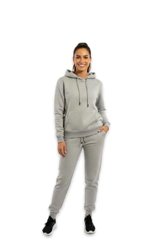 CASUALKING Tracksuit Womens Full Set Autumn Lounge Wear Sets Two Piece Activewear Warm Pullover Hoodie and Jogging Bottoms with Drawstring and Pockets (UK, Alpha, XL, Regular, Regular, Gray)