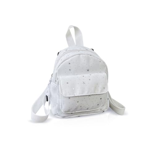 WisePoint Mini mochila feminina com zíper, padrão estrela, casual, nylon, mochila pequena leve para trabalho ou viagem, Branco, Mini, Casual