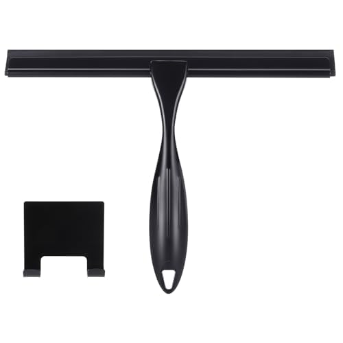 Shower Squeegee, 10 Inch Stainless Steel Window Squeegee Cleaner for Shower Glass Door with Hook, Shower Screen Wiper for Bathroom, Window,Mirror and Car Glass