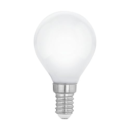 Eglo LED E14, bombilla de color lechoso en forma de gota, 4 vatios (equivalente a 40 vatios), 470 lúmenes, gota de luz blanca cálida, 2700k, bulbo P45, Ø 4,5 cm