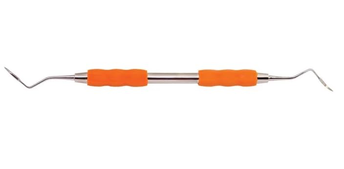 AmeriCan Goods Dental Scaler 204S with Silicone Color-Coded Grips Professional Autoclavable Double-Ended Orange Silicone Gripped Handle