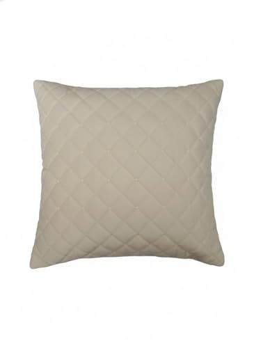 Image of Set of 5 Pcs Cushion Cover 16 x 16 Inches Soft Velvet Fabric Cusion Covers for Sofa Set /Diwan Beds, Color- Cross Cream, Set of 5 Pcs