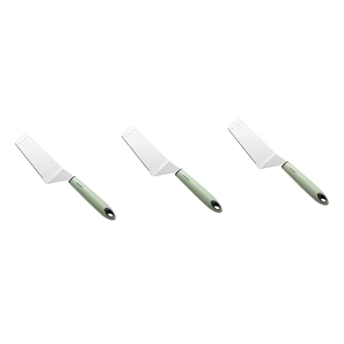MAGICLULU 3 Pz spatola per Bistecca Spatola per bistecche Pala attrezzo griglia per raclette Frusta scanalato Wok Barbecue Pinna Raschietto da Cucina Turner sgorgare spatole scanalate Green