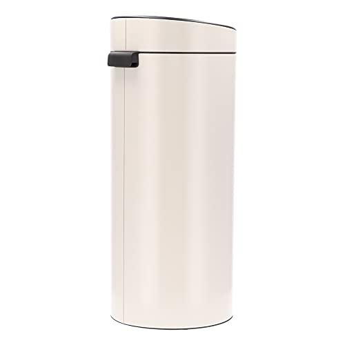 Image of Brabantia Press-Top Kitchen Trash Can | Soft Beige | 8 Gallon / 30L | Home Trash Can with Soft-Touch Stay-Open Lid & Removable Inner Bucket | + Trash Bags