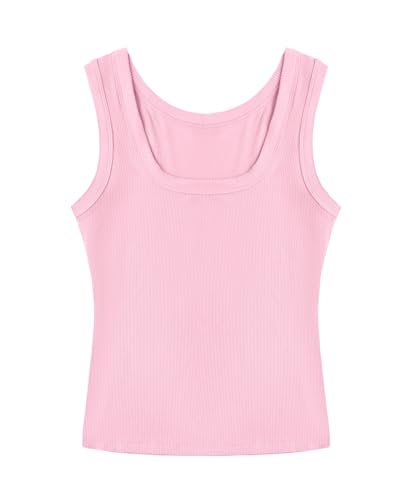 Image of SVALIY Summer Womens Tank Tops 2026 Square Neck Fitted Sleeveless Shirts for Women Ribbed Basic Top