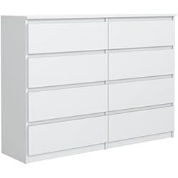 Cajonera De Ikea meble masztalerz Cómoda Blanco Mate con 8 Cajones - 120x101,5x39 cm - Comoda Dormitorio - Casa - Oficina - Cajonera Armario Interior - Mueble Salon