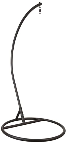 AUBRY GASPARD - Pied de Balancelle Acier Noir Laqué - Ø 105 cm x H 196 cm - Inclut Crochet et Ressort Sécurité - Poids 15 kg - Parfait Balancelles Rotin -...