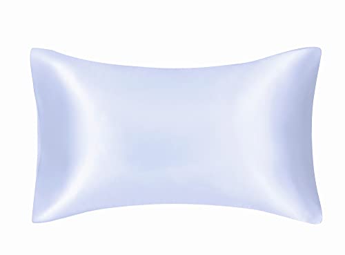 Funda de almohada de seda de morera 100 % pura, 19 Momme Charmeuse en ambos lados, hipoalergénica, con cremallera oculta, 1 unidad, 50 x 75 cm, seda sintética, Blanco, Standard(50x75cm)