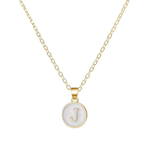 Image of Giftana Alphabet Locket with Chain, White Enamel Letter A-Z Pendant Necklace for Girls, Personalized Initial Name Gold Plated Pendant Necklace Gift for Girlfriend, Valentines Day Gifts for Woman