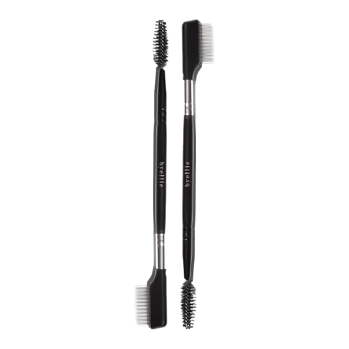 Byellie Brow Brush Dual-Ended with Brow Comb & Precision Spoolie Brow Gel & Wax Application Defines & Shapes Easy to Use Fluffy Brow Look Natural Makeup Vegan & Cruelty Free