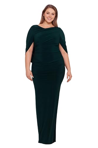 Betsy & Adam Women's Plus Size Long Stretchy Cowl Neck Drape Back Dress