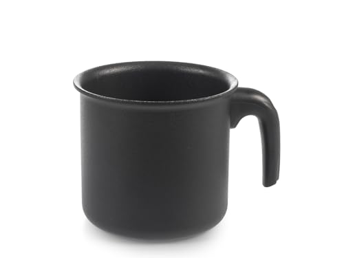 H&H Bollilatte Titan Ø12 cm in Alluminio Nero – Rivestimento Antiaderente Pfluon Senza PFOA, Gas, Piastra Elettrica, Vetro Ceramica, Alogeno (NO induzione) – Manico Ergonomico