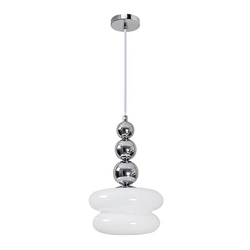 Suspension moderne haut de gamme en métal brossé et globe en verre soufflé