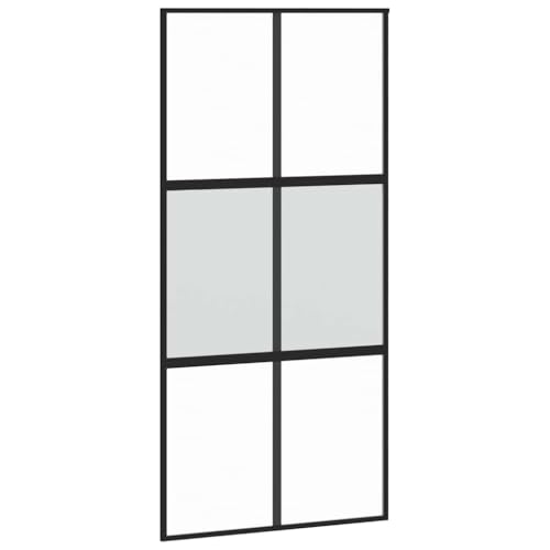 Schiebetür Schwarz 102,5x205 cm Hartglas und Aluminium, robuste Innenschiebetür mit stabilem Aluminiumrahmen und gehärtetem Sicherheitsglas, schlankes Design für modernen