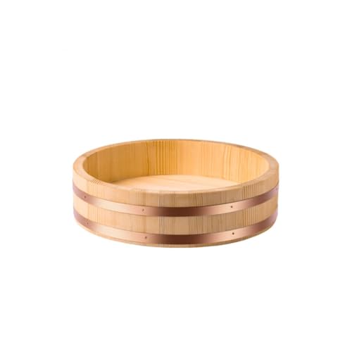 jsdskw 寿司バケツ 木製 手巻き寿司 天然木使用円形木製盆地 刺身飯 美味しいご飯 ライスサービングバケツ 食品容器 キッチン用品 調理用 和食 ライス 丼 寿司 桶 ライス ボウル 和食 サービング プレート (鉢の直径30cm、高さ8cm) [並