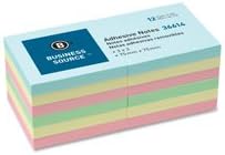 Business Source BSN36614 Adhesives Notes44;Plain44;3 in. x 3 in.44;100 Sheets-PD44;12-PK44; AST Pastel