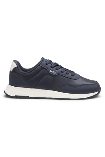 BOSS Mens Titanium Runn Low-top Trainers with Textured Uppers Size 10 Dark Blue
