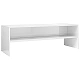 Matériaux de montage inclus vidaXL Meuble TV Armoire Basse avec Un Compartiment Ouvert Meuble Multimédia Stéréo Salon Salle de Séjour Maison Blanc Brillant 120x40x40 cm Aggloméré