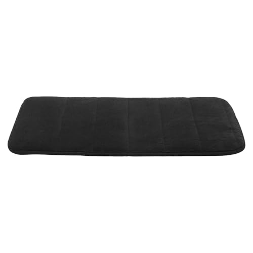 Abaodam Tapis de Salle de Bain en Corail Polaire Noir Mousse à Mémoire de Forme, Design Rayures Verticales, Doux et Confortable pour Soulager la Fatigue des Pieds