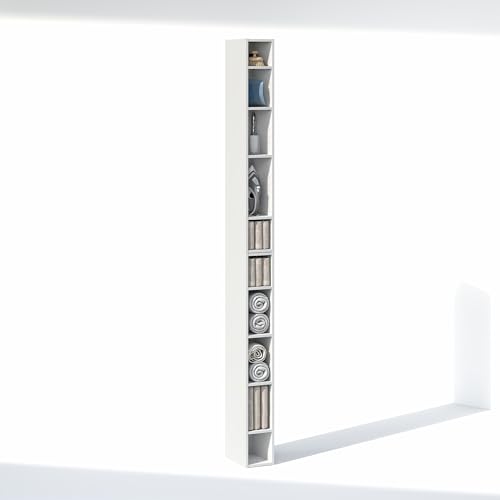Image of Furinno Fulda 10-Tier Closet Organizers and Storage, Open Shelf, Storage Organizer, 6-Inch Width, for Closet, Bedroom, White