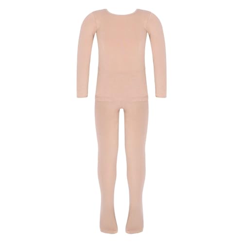 Miutii Set de ropa interior térmica para niños y niñas, camiseta de manga larga con top + mallas leggings con/sin forro polar, ropa interior térmica para ballet y danza, 134-140