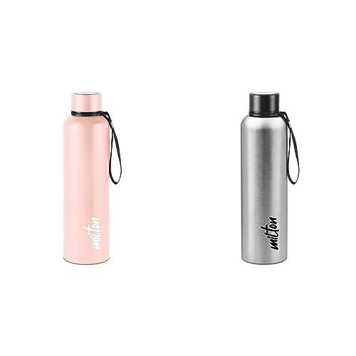 Image of Milton Aura 1000 Thermosteel Bottle, 1.05 Litre, Beige & Milton Aura 1000 Thermosteel Bottle, 1.05 Litre, Silver