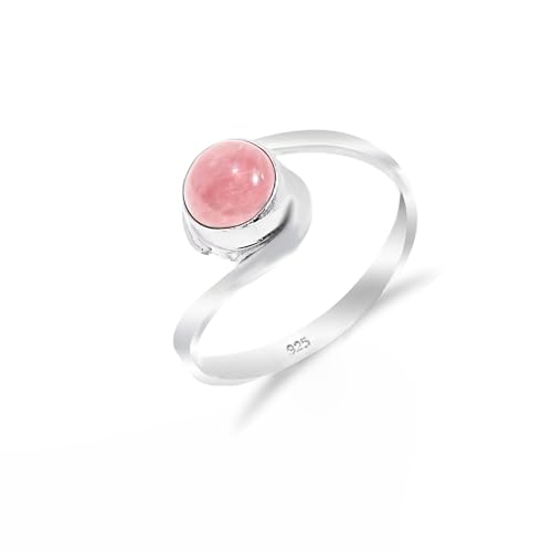 Bague Opale Rose en Argent 925 fait main au design minimaliste