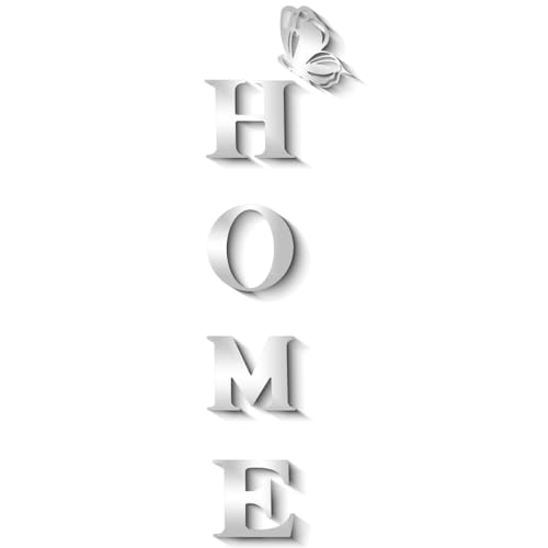CEUQIESO Home Wall Decor Acrylic Mirror Letters Signs Mirrors, Home Mirror Stickers Wall Decorations Silver Decor for Living Room Bedroom Decals