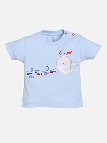 Image of BABY GO 100% Pure Cotton Kids T-Shirt &Shorts for Baby Boys (3-6 Months, SKY)