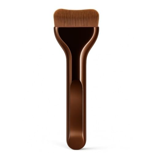 Angled Flat Kabuki Foundation Brush for Liquid Makeup PRO Curve Face Kabuki Foundation Concealer & Contour Brush Makeup Brush for Seamless Blend Vegan Kabuki Brush (Bronze)