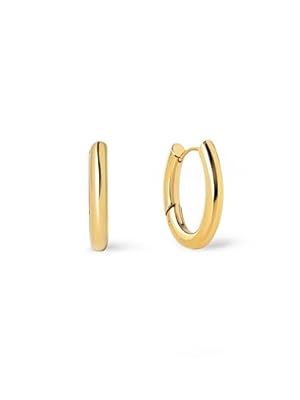 SINGULARU - Pendientes Samba. Acero con Acabado en Baño Oro de 18Kt. Estilo Minimalistas de Aro con Cierre Congo/Click. Joyas para Mujer