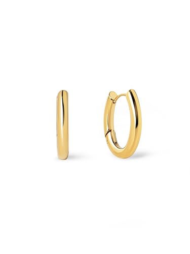 SINGULARU - Pendientes Samba. Acero con Acabado en Baño Oro de 18Kt. Estilo Minimalistas de Aro con Cierre Congo/Click. Joyas para Mujer