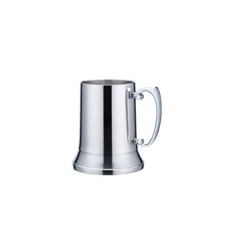 SUREK Taza de cerveza reutilizable de acero inoxidable de doble capa con asa, taza de café grande de metal, taza de camping al aire libre, taza para beber en casa y oficina, resistente