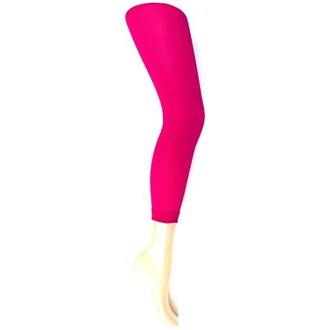 MYSASI Women's Neon Pink Footless Tights Cover