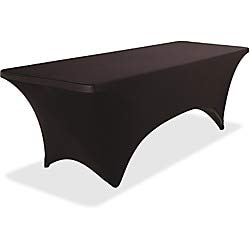 Iceberg 16531 Spandex Fabric Rectangular Table Cover, 8', Black, for Wedding Banquet Party/Holidays