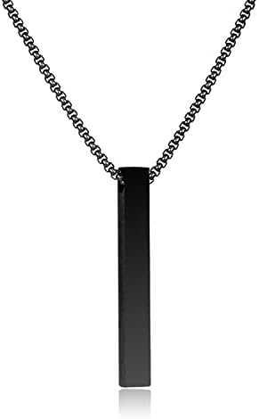 Bar Pendant Necklace Men Stainless Steel Box Chain Pendant Necklace For Men Jewelry Gift Length 22inch