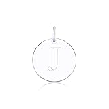 LGSY 925 Sterling Silver Mini Initial Disc Round Charm Pendant for Women Jewelry