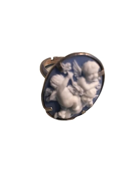Bague camée argent 925 les trois anges avec détails ciselés main et finitions haute joaillerie