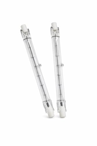 PLUSHA ECO Halogen 230W R7s Linear Light Bulbs (300W Equivalent) – Pack of 2 | 118mm Double Ended Floodlight Bulb | 230V Dimmable Warm White | Energy Class G Replacement for Security Light