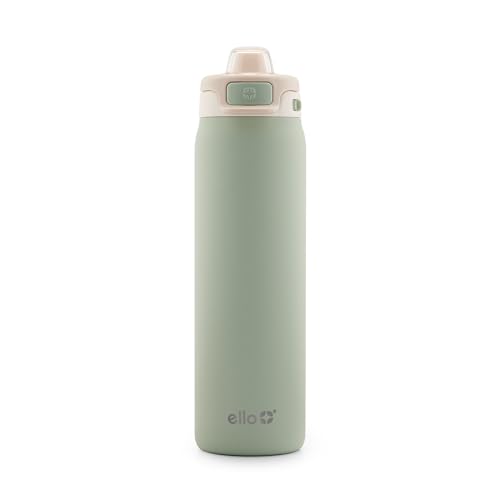 Ello Pop & Fill Stainless Steel Water Bottle with Quick Fill Technology, Double Walled Vacuum Insulated Metal, Leak Proof Locking Lid, Sip & Chug, BPA Free, Holiday Gift for Him Her, 22oz, 32oz, 40oz